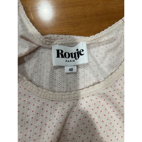 Rouje Pointelle Pink Dot T-Shirt Size 40 Fits Like Small - Picture 2 of 6